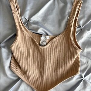 Zara Ribbed Tan Crop Top